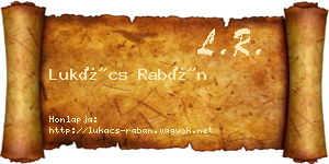 Lukács Rabán névjegykártya
